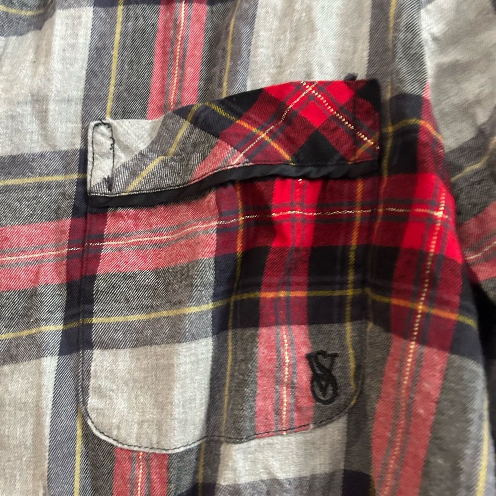 VICTORIA'S SECRET Flannel‎ Oversized Long Pajama Set size large - Picture 4 of 8